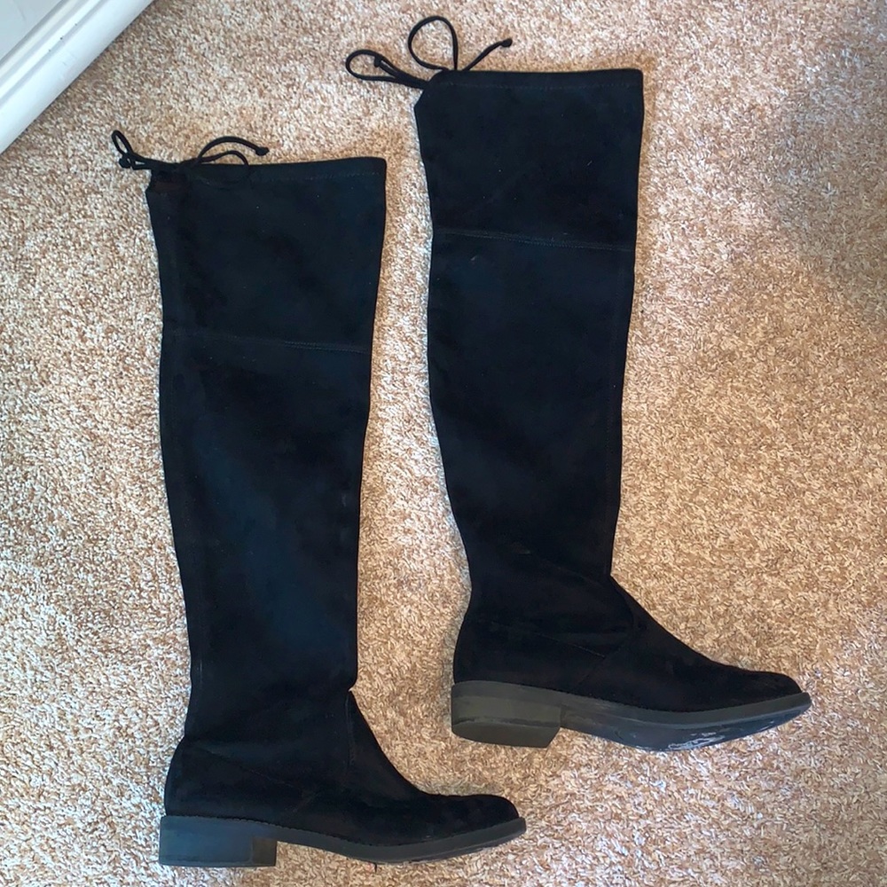 Knee-High Black Suede Boots- Size 7.5